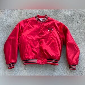 Vintage Chicago Bulls Red Satin Jacket by Swingster Made in USA XL